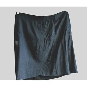 Women's Size 3X Linen Blend Wrap Skirt Black Capsule Minimalist Timeless Preppy